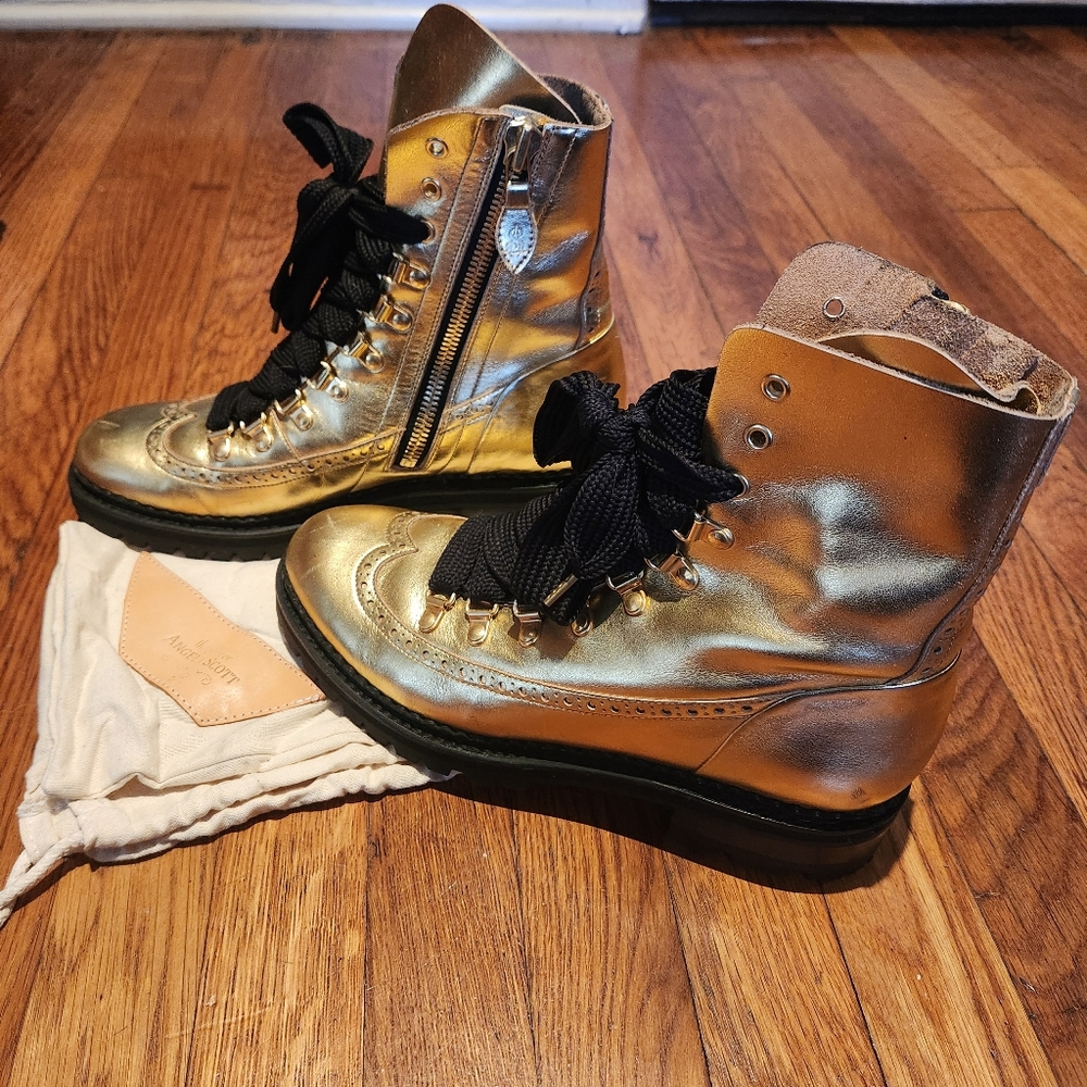 The Office of Angela Scott Mr. Bernard combat boot gold 39.5/US9.5